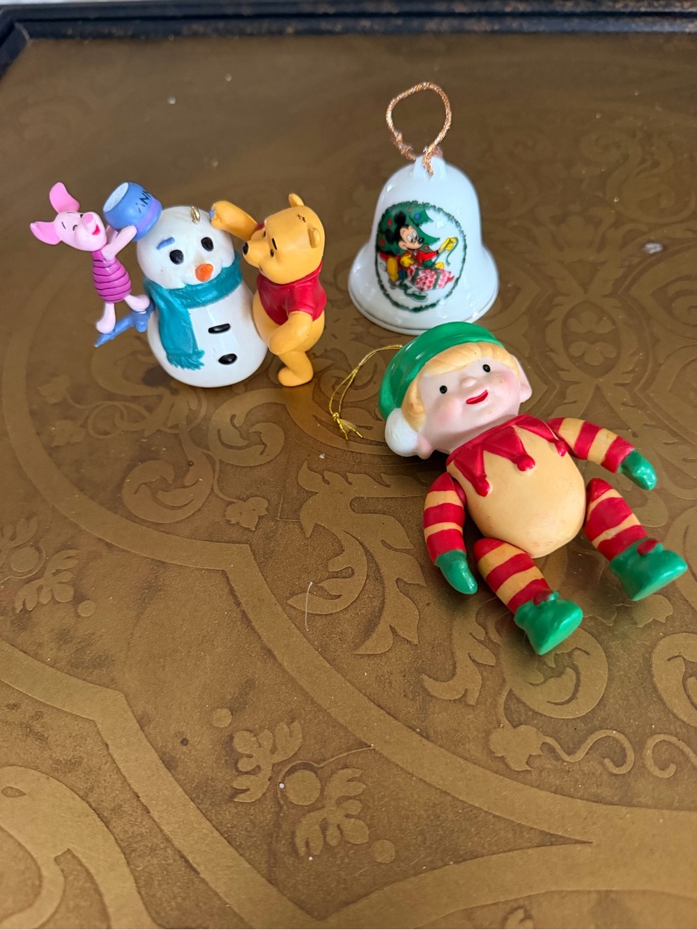 Winnie the Pooh Holiday Ornament Set - Vintage Multi-Color Elf Kid